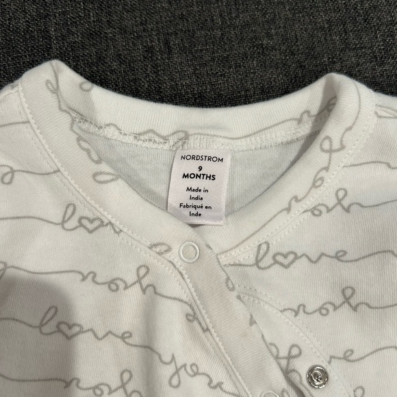 Nordstrom White Baby One Piece with Love Print - Picture 3 of 3